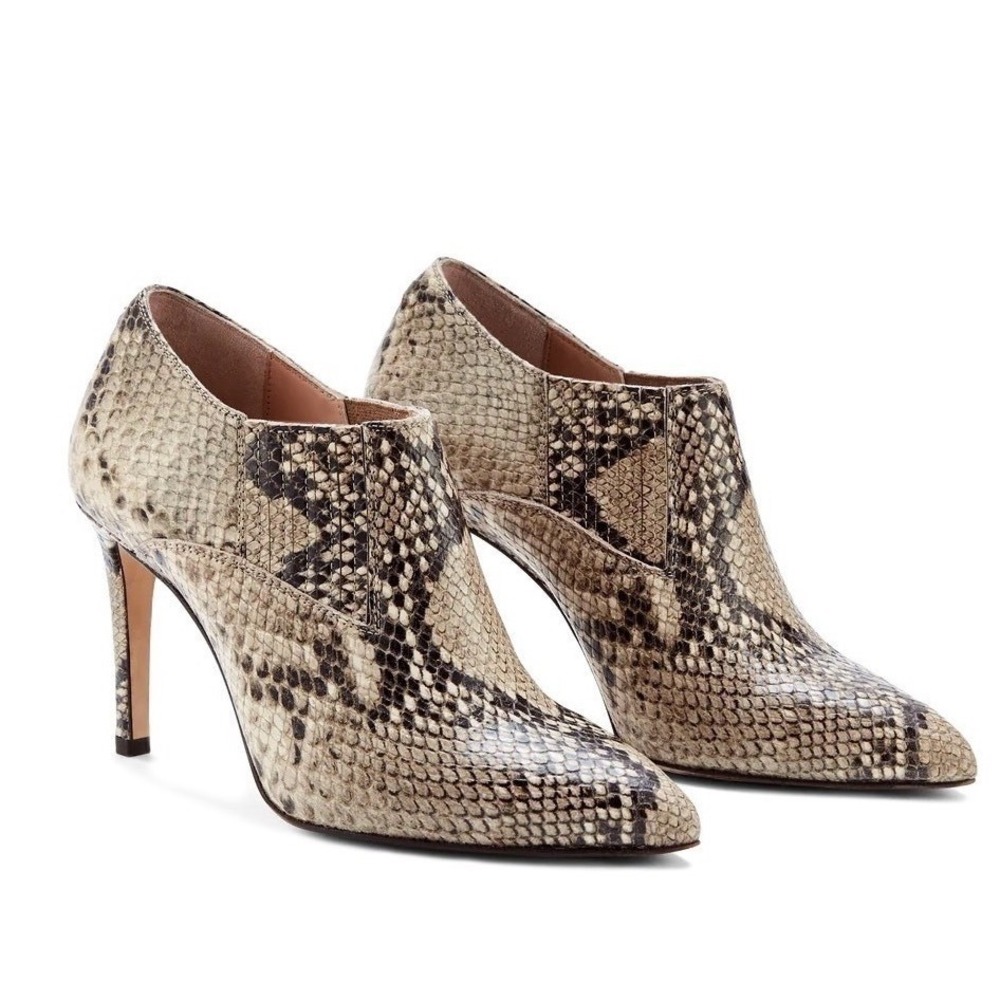 INEZ Marisol 90 Natural Snake Emboss Ankle Boot Bootie Size 8.5 Tan Black Python